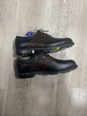 FootJoy Leather DryJoys AquaFlex Black Brown Mens US Size 10 53494 Golf Spikes - Image 1 of 4
