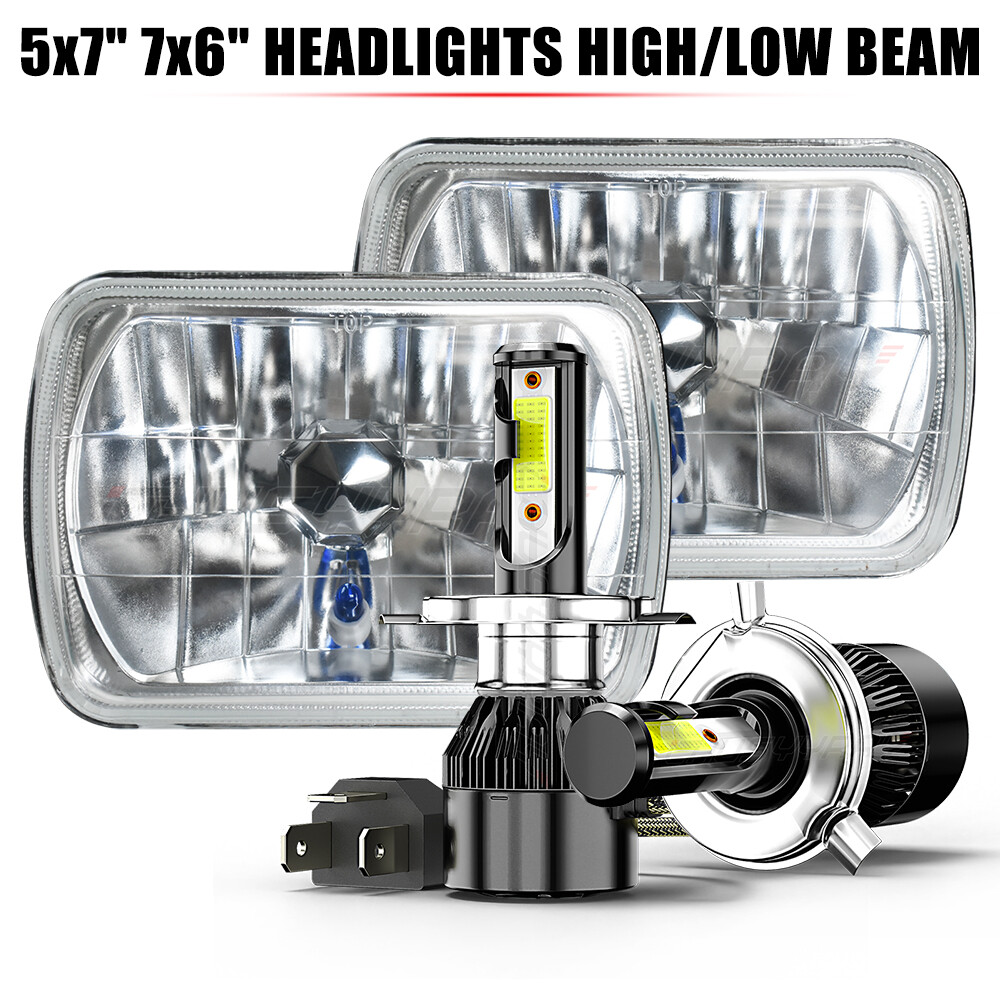 Pair 7x6 inch LED Headlight High/Low Beam DRL for Mazda B2200 B2600 RX-7 Trucks