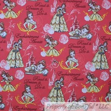 BonEful FABRIC FQ Cotton KNIT Pink White Disney Belle Princess Girl Dress Movie