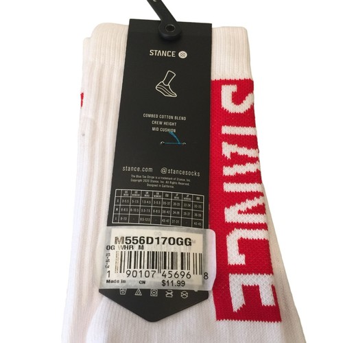 Stance Men's OG Crew Socks White Red Size Medium 6-8.5 - Imagen 4 de 4