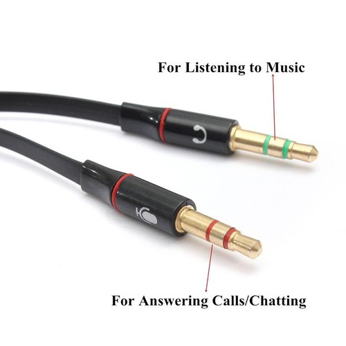 Gold-Plated Audio Mic Y Splitter Cable Headphone 1 Female to 2 Male 3.5mm NEW - Picture 4 of 6