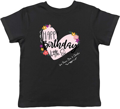 Personalisiertes Happy Birthday kleine Schwester Feier Kinder T-Shirt Jungen Mädchen Geschenk