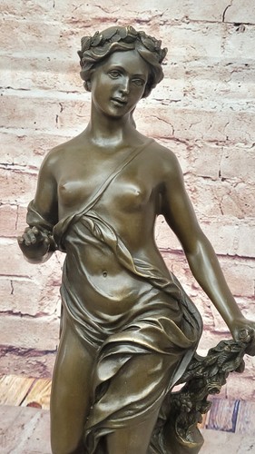 Signed Lady Bronze Statue European Female Sculpture Victorian Bust on Marble Art - Picture 6 of 10