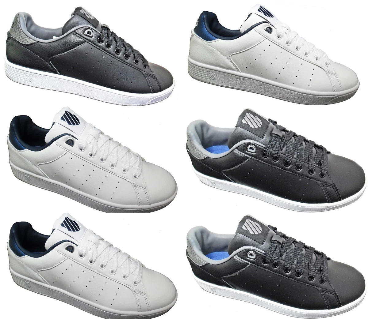 Afwijking Respectievelijk Ervaren persoon New Mens K-SWISS Leather Trainers Retro Court Shoes White Black Sale Size  7-12 | eBay