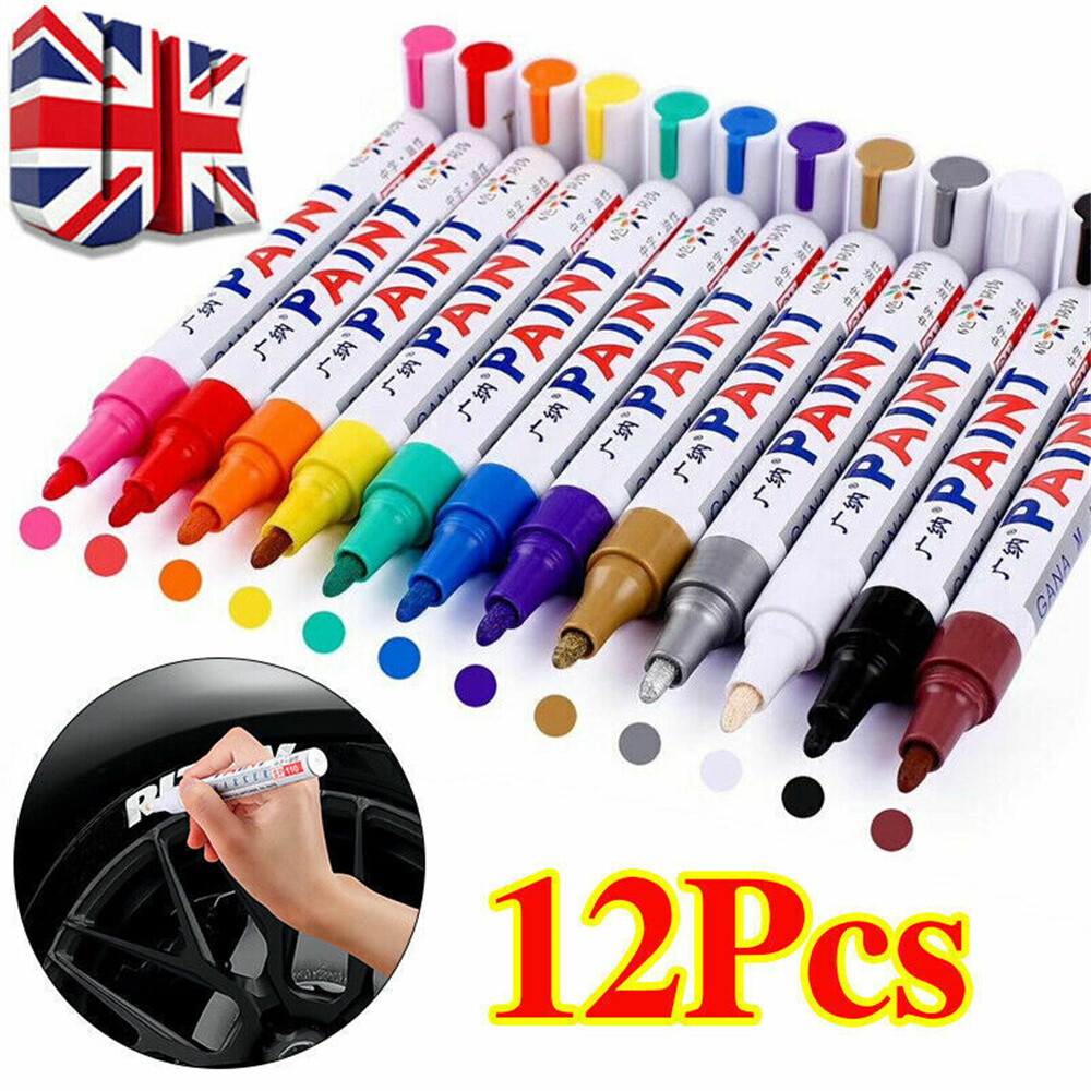 12x Waterproof Permanent Oil Based Paint Pen Marker Pen Glass Fabric Canvas Mugs