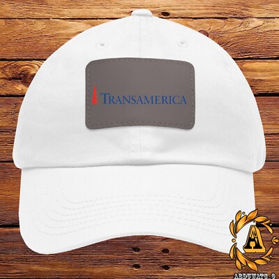 Transamerica Airlines Logo Dad Hat with Leather Patch Black/White