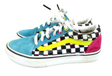 Vans Old Skool Kids 3Y Checkerboard Turquoise Black White Pink Skate Sneakers