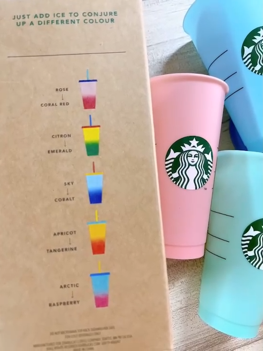 STARBUCKS COLOR CHANGING CUPS REUSABLE COLD WITH STRAWS NEW AND LIDS 5 CUPS