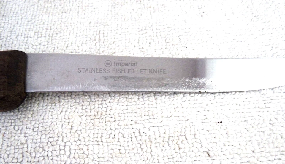 Cuchillo para filete de acero inoxidable "imperial" mango de madera de colección años 60 Foto 3 de 4