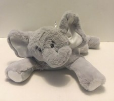 Bearington Baby Collection Gray Plush Laying Elephant Lovey Satin Bow 15"