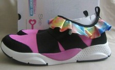 Skechers Ruffled Up Sneakers Youth Girls 4 Hot Pink Black Multicolored NWT