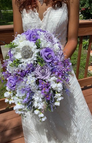 Bride Bouquet, Purple cascade bouquet, wedding bouquet, Quinceanera bouquet - Picture 2 of 8
