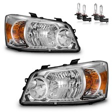 Pair Headlights For 2004-2006 Toyota Highlander Chrome Headlamps W Bulbs