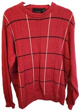 Vintage 90s Bill Blass Red Cable Knit Sweater Size XL