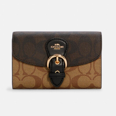 NWT Coach Kleo Wallet In Blocked/Signature Chambray | eBay