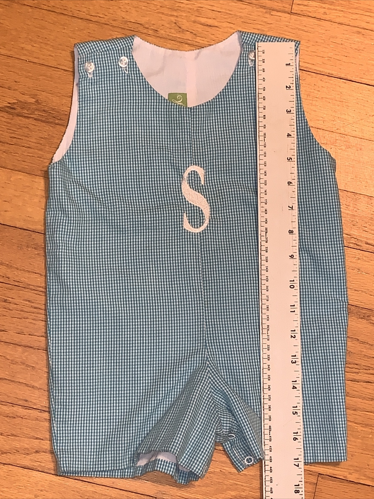 Classic Whimsy “S” Monogram/Initial Jon Jon/Shortall/Romper 18 Months