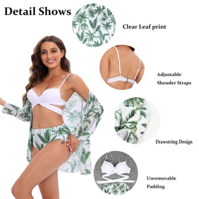 High Waist Piece Bikini Set With Cover Up 2022 Women Swimsuit