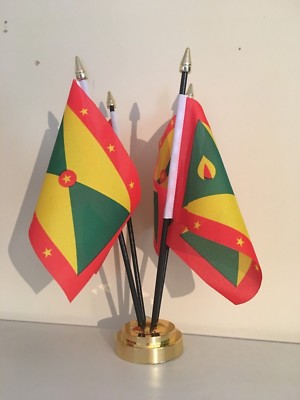 GRENADA TISCHFAHNE 4ER SET FAHNEN MIT SOCKEL KARIBIK