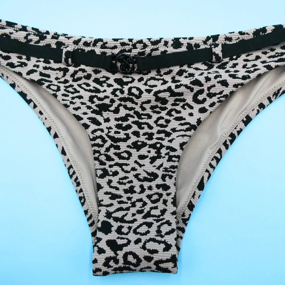 Tanga acanalada grande de leopardo Victorias Secret en forma de T con cinturón parte inferior de bikini natación VS Foto 2 de 4