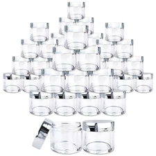 Beauticom® (180 PCS) 30G/30ML High Quality Clear Plastic Jars with Silver Lids