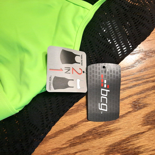 Women's BCG Green Sports Bra With Black Cover Size 10 NEW With Tags - Picture 2 of 4