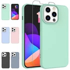 For iPhone 13 14 Pro Max 12 11 XR Liquid Silicone Case And Screen Protector Slim