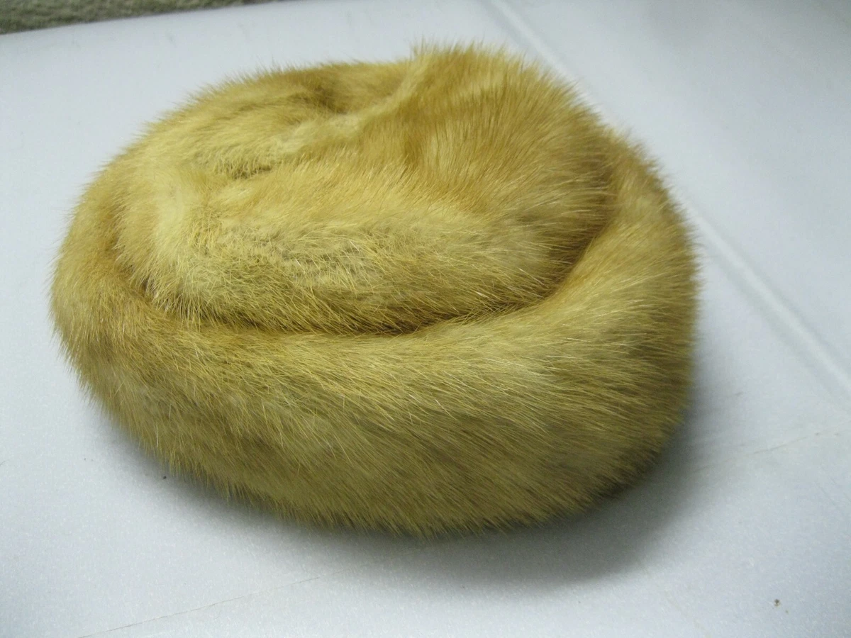 Echt Vintage Damen Pelzmütze Echtpelz Kappe Haube braun Echtfell