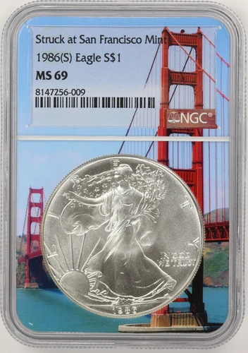 1986 (S) American Silver Eagle NGC MS69 - Struck at San Francisco Mint