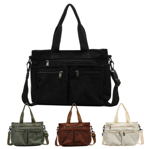 Corduroy Bag Large Capacity College Tote Bag Shoulder Tote Bag - Picture 3 of 16