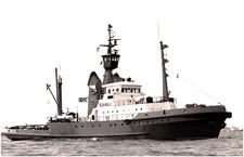 Suhaili Japanese-Built Tugboat Vessel in Harbor 1980s Vintage Photo