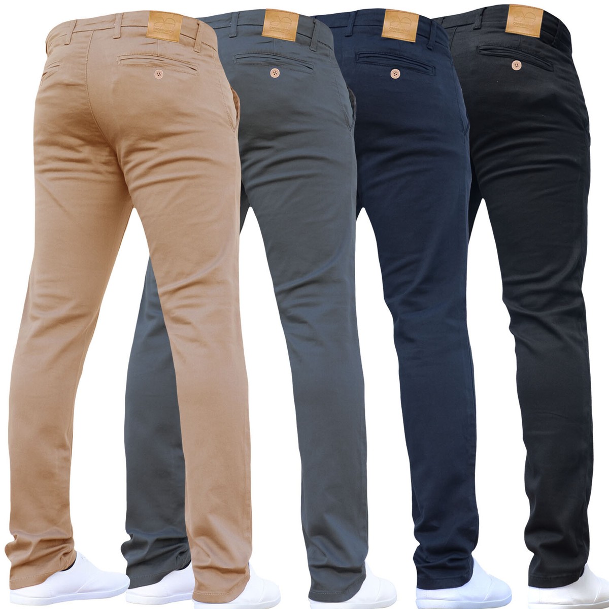 CROSSHATCH Mens Chino Trousers Stretch Slim Fit Designer CROSSHATCH Mens Chino Trousers Stretch Slim Fit Designer