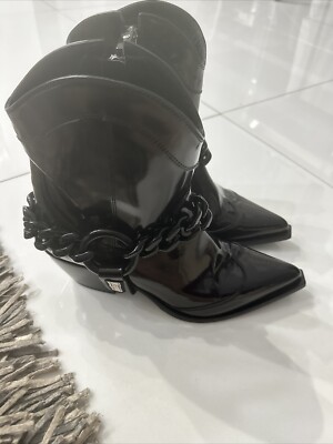 MSGM Black Leather Cowboy Ankle Boots! Size 7