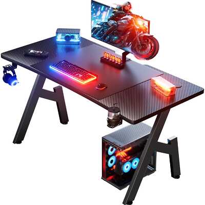 Gaming Schreibtisch, Gaming Tisch, Stabiler PC Tisch, Computertisch, Schwarz