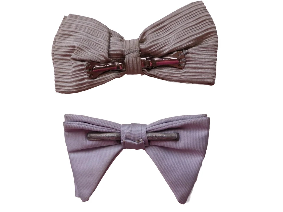 Lot Of 2 Vintage Royal Butterfly Bow Tie Gray Beigh Clip-on Costume Rockabilly - Image 2 of 4