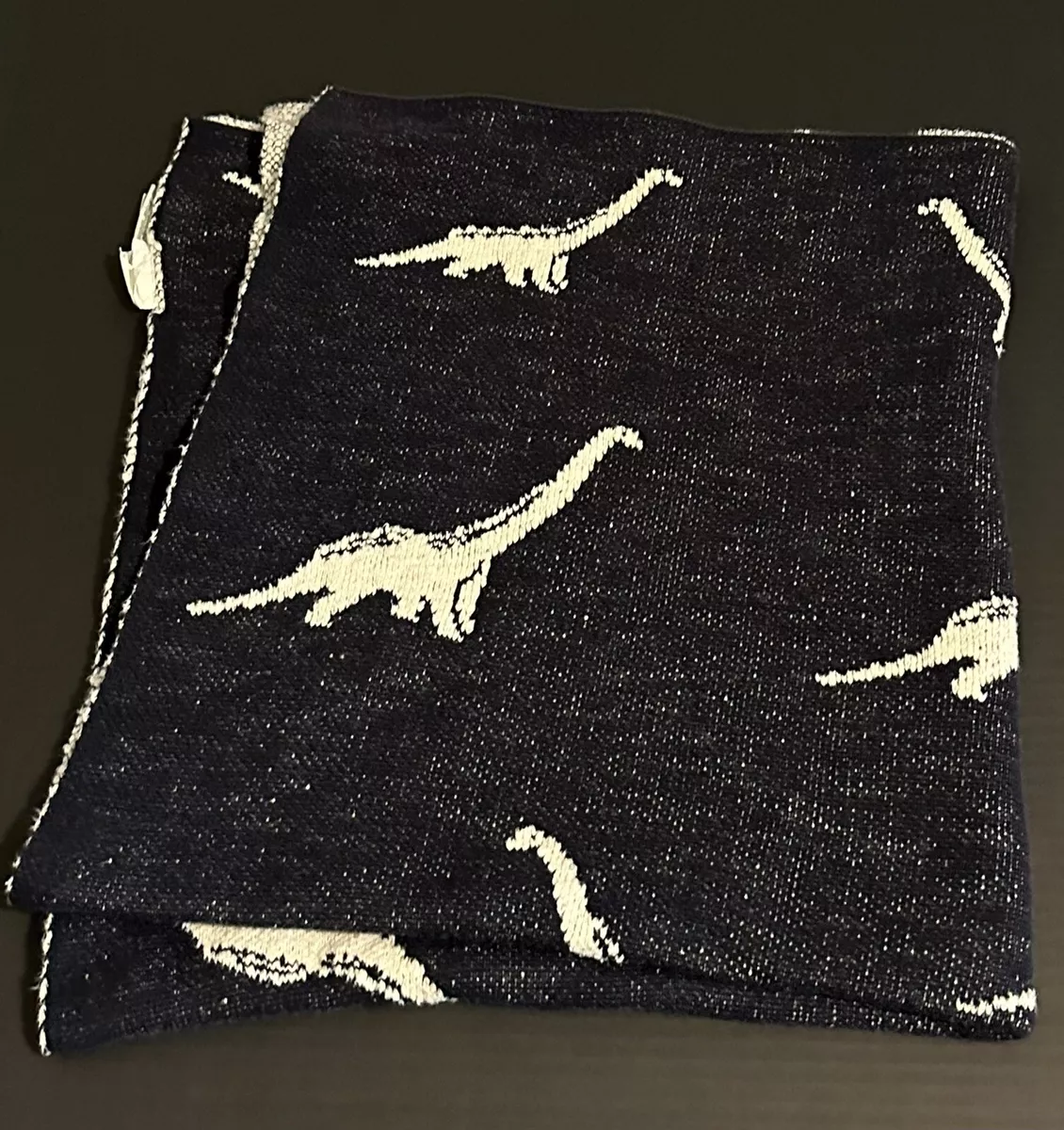 Frolics Kids Collection Reversible Dinosaur Knit Cotton Blanket 37.5 X 33.5