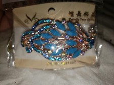 Blue And Silver Jeweled Peacock Hair Clip
