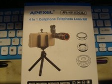 APEXEL 4 In 1 Cellphone 12X Telephoto Lens Kit 198-degree Fisheye 0.63 Wide