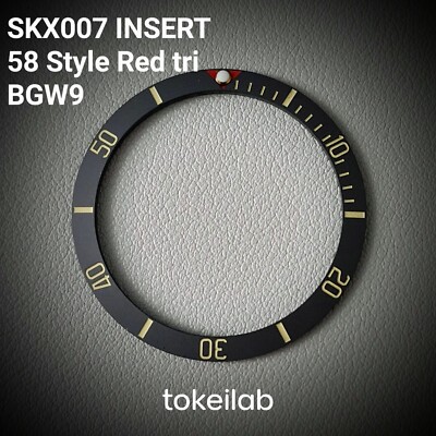 SEIKO Bezel Insert SKX007 / 58 Red Triangle Black Matte Ceramic Sloped BGW9