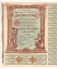 FIDELITAS Assurances S.A. – Vorzugsaktie über 200 Francs, Brüssel, Mai 1902 