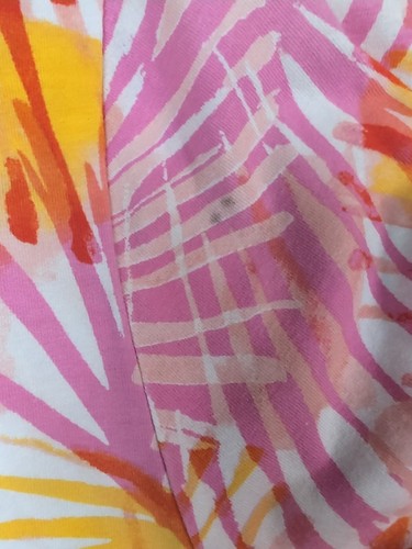 Ruby Rd. Tropical Print Abstract Top Sequin Accent Orange yellow Pink Size L - Picture 9 of 9