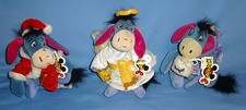 NEW DISNEY WINTER EEYORE-SANTA-CHOIR ANGEL-SUGAR PLUM FAIRY-BEANIE PLUSH LOT-3
