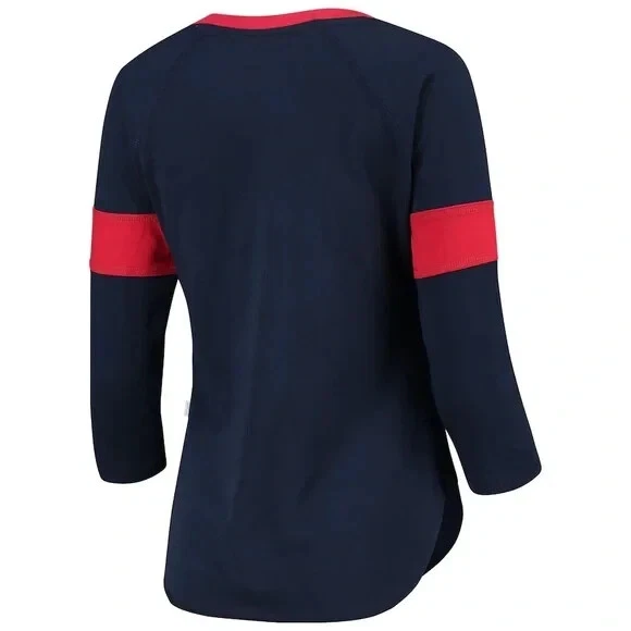 Boston Red Sox by Alyssa Milano Women's 3/4-Sleeve V-Neck Shirt, Size Small - Image 4 of 4