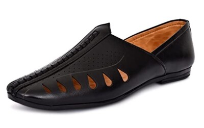 AURA Herren Jutti Mokassins Gepolstert Slip On Kunstleder Schwarz