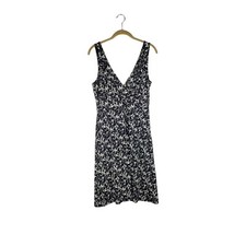 Ann Taylor NWT Dress Black White Crossover Sleeveless Knee Length Womens Medium