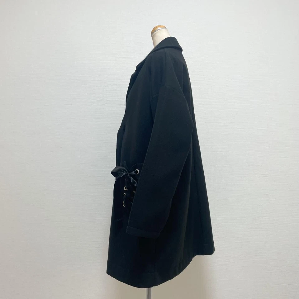 Ank Rouge Big Silhouette Coat Heart Pocket Black Size 38 US XS/S Jiraikei Kawaii - Image 2 of 4