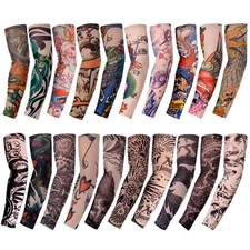 20Pk Temporary Tattoo Arm Sleeves Sun Protection Fake Slip On Tattoo Arm Sleeves