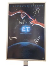 E.T. The Extra Terrestrial Cast Autographed 27x41 Movie Poster Exact Proof ACOA