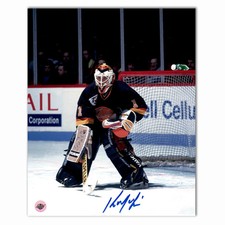 Kirk McLean Autographed Vancouver Canucks Home 8x10 Photo (Top Of Paint)