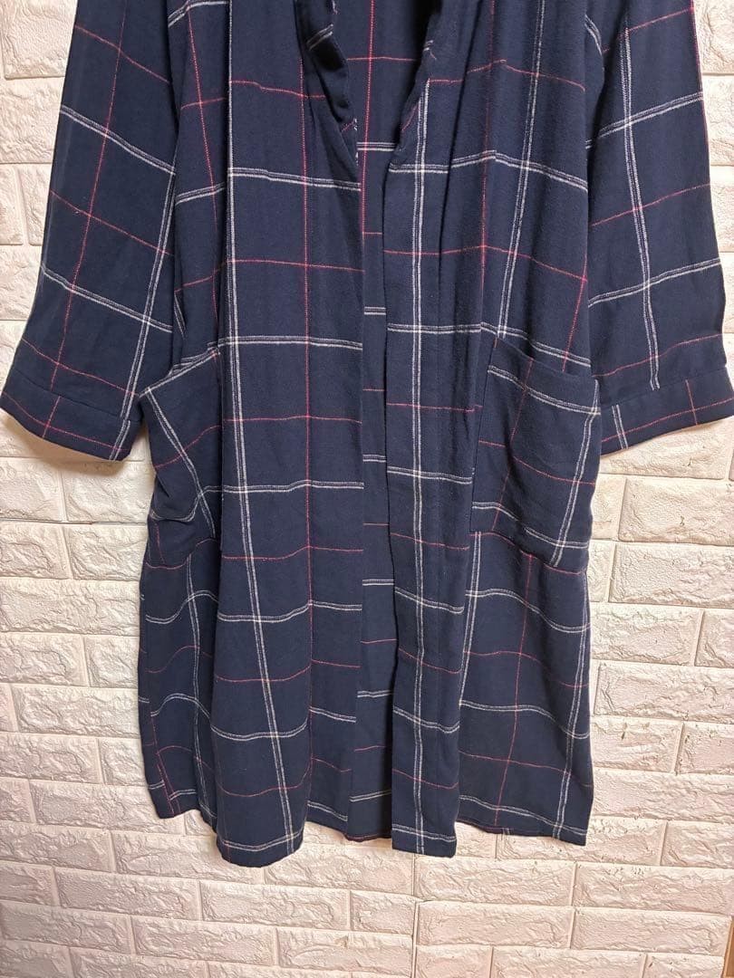 179 Checked Long Sleeve Buttonless Jacket Cotton … - image 4