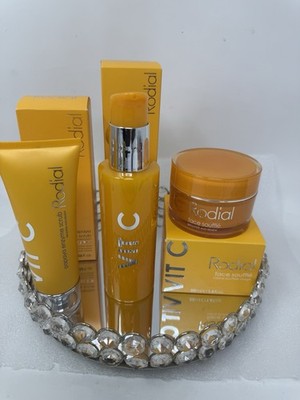 Rodial Vitamin C-3 Piece Skincare Bundle Full sz Face Souffle Cleanser & Scrub